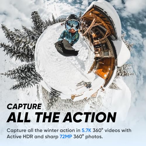 Insta360 X3 Motorcycle Kit (New Version) - Waterproof 360 Action Camera with 1/2" 48MP Sensors, 5.7K 360 Active HDR Video, 72MP 360 Photo, 4K Single-Lens, 60fps Me Mode, Stabilization
