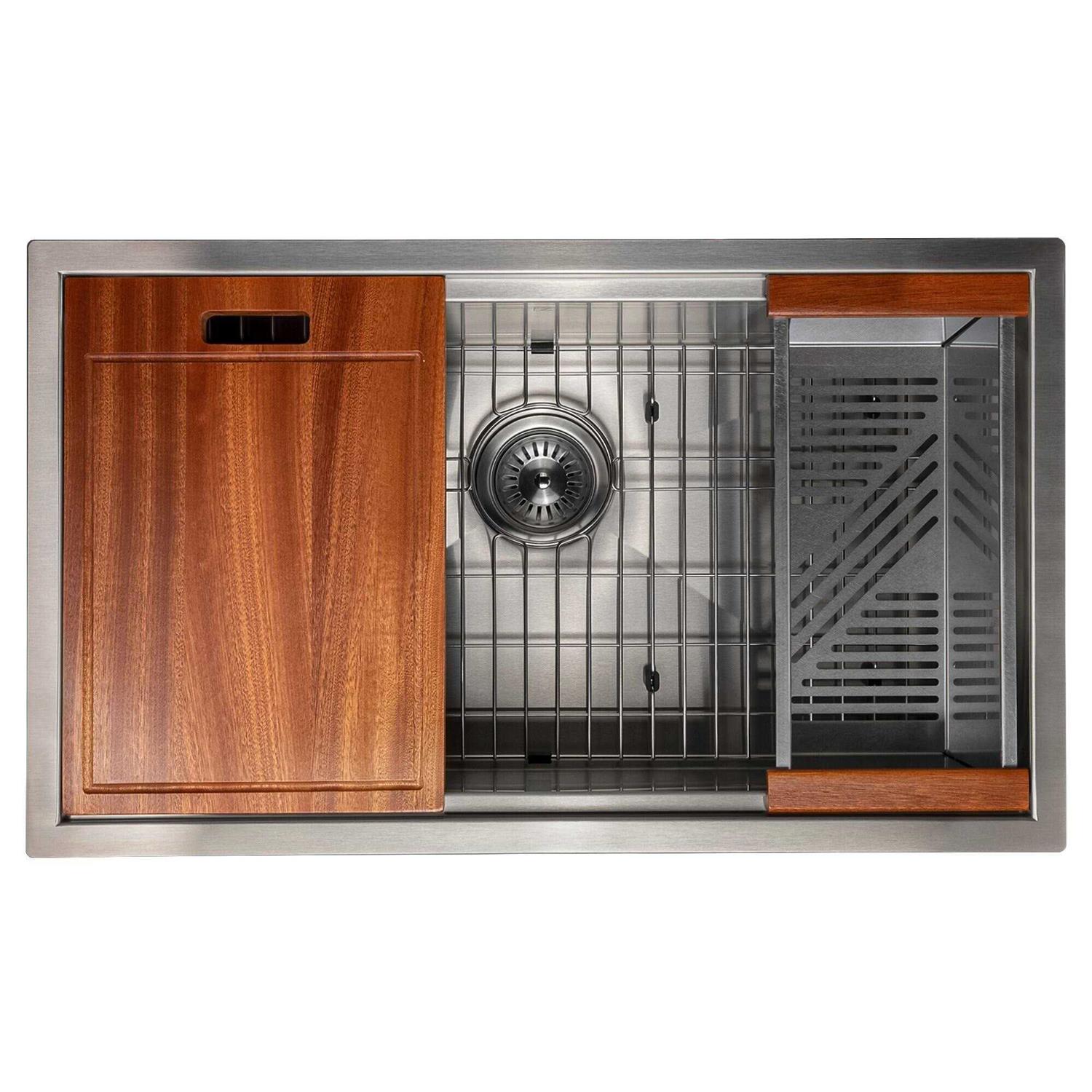 ZLINE 33 Garmisch Undermount Single Bowl Kitchen Sink with Bottom Grid and Accessories - Shop Hardware Tools Online Store