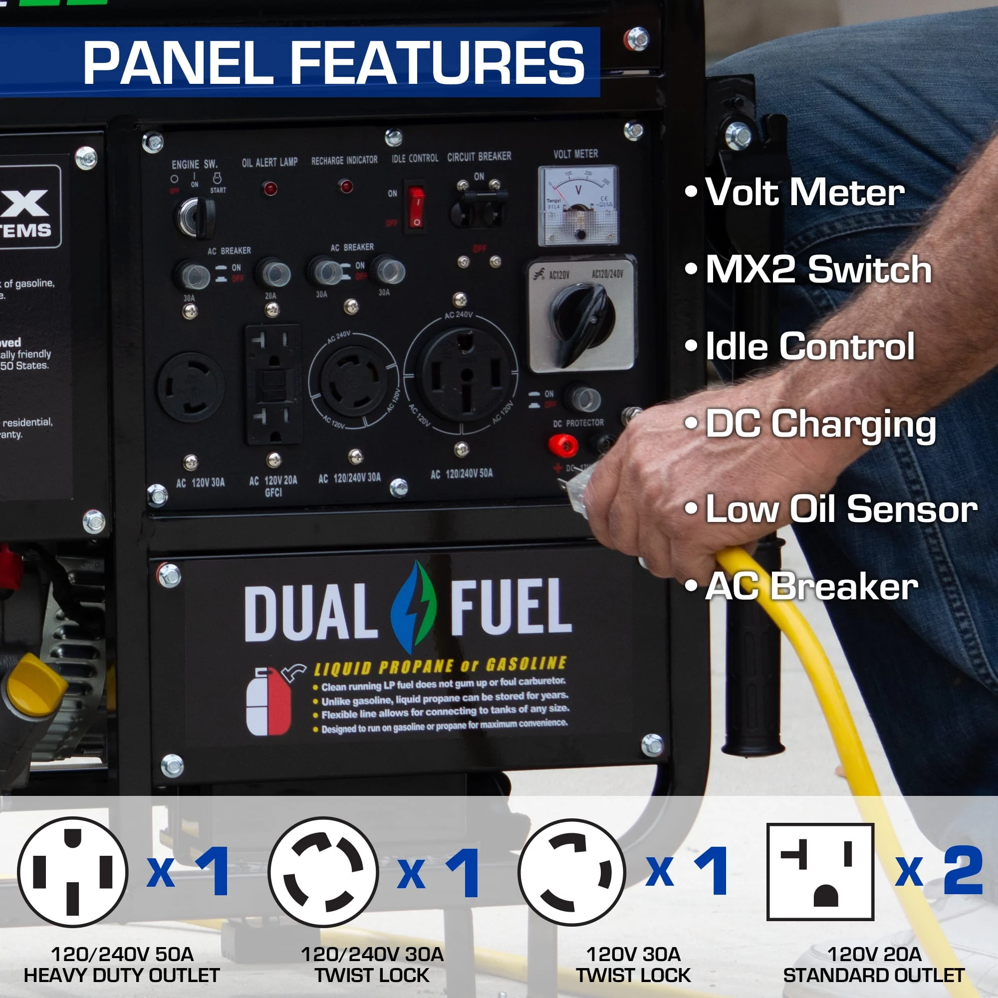 DuroMax XP12000EH 12,000 Watt Portable Dual Fuel Gas Propane Generator