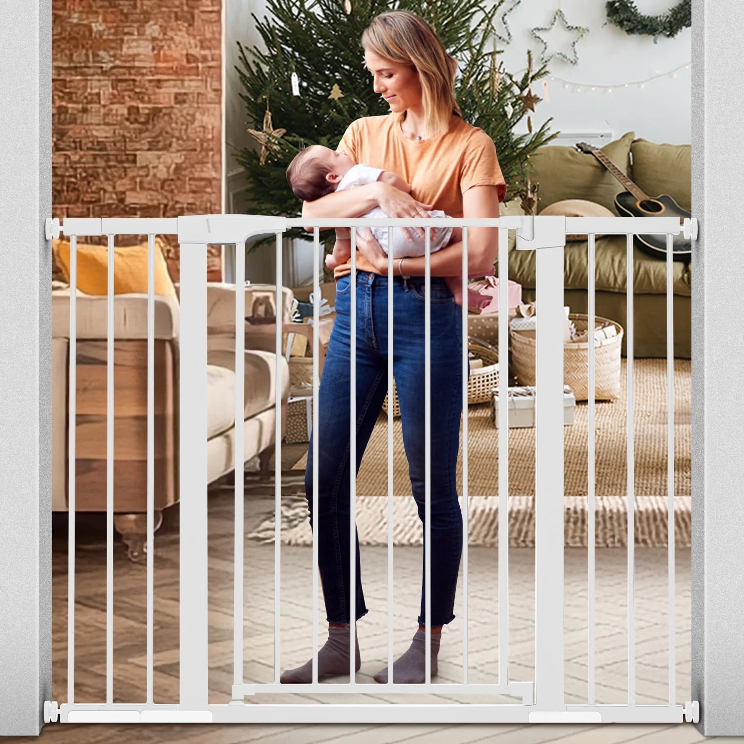 Baby Gate, 36'' Extra Tall 29.5-48.8'' Wide Toddler Gates for Doorway Stairs
