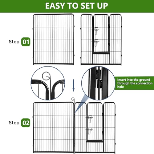 BestPet Dog Playpen Indoor 40 inch 16 Panels Metal Dog Pen Pet Dog Fence Outdoor Exercise Pen with Doors,Pet Puppy Playpen for RV Camping Yard, Black