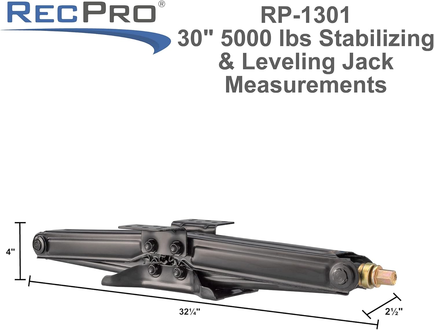 RecPro Set of 4 5000 lb 30" RV Trailer Stabilizer Leveling Scissor Jacks w/Handle (4 Pack)