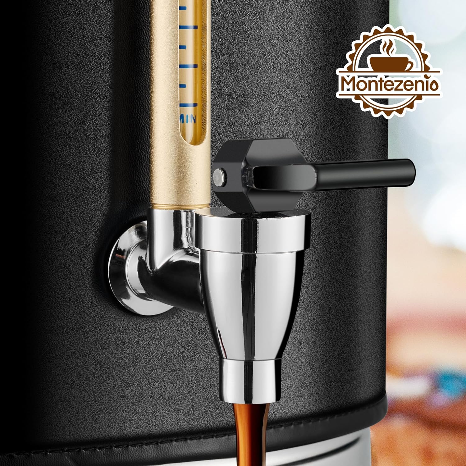 100 Cup Commercial Coffee Urn,Stainless Steel &Thermal Sleeve, 15L Large Coffee Dispenser to Quick Brewing, Hot Water Urn for Home Party Office Catering with Water Level，Temp Control,Indicator Display