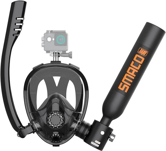 SMACO S300P Scuba Tank with Sub-Mask Mini Scuba Tank 0.5L Provide About 6 Minutes Underwater Breath Within 30ft Diving Depth, Small Scuba Tank Diving Tanks for Shallow Water Diving