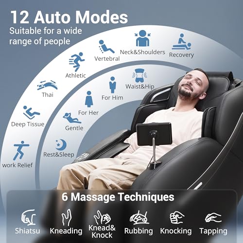 MYNTA Massage Chair Full Body, Zero Gravity SL Track Shiatsu Massage Recliner Chair with Heat, M1612 Expresso
