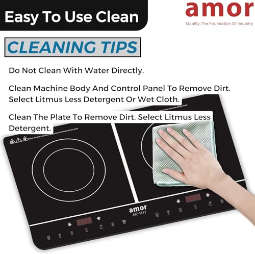 Induction Cooktop Induction Burner (Black) with touch Control, Portable Induction Cooktop Countertop Burner Auto Shut-off, 1500-1800-2000W, 7 Temp Levels, Timer, LED Display
