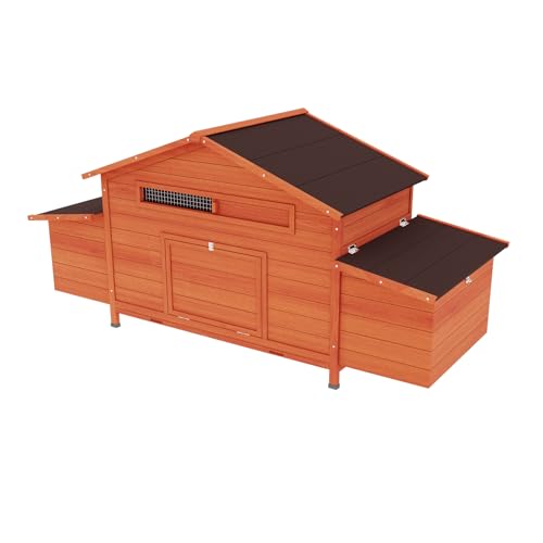 3-Tier Large Wooden Chicken Coop for 8-10 Chickens,Outdoor Walk-in Chicken Coop House with Run&Nesting Boxes,Hen House Poultry Pet Habitat Hutch Cage W/Pull Out Trays&Wire Fencing(95"×80"×83")