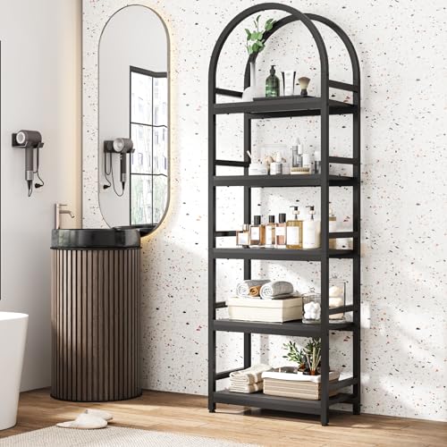 Tribesigns 4-Tier Open Bookshelf, 71" Modern Arched Bookcase Storage Shelves with Metal Frame, Freestanding Storage Rack Tall Standing Bookshelves for Bedroom, Living Room, Home Office