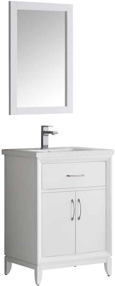Fresca Cambridge 24" White Traditional Bathroom Vanity w/Mirror - Faucet Sold Separately