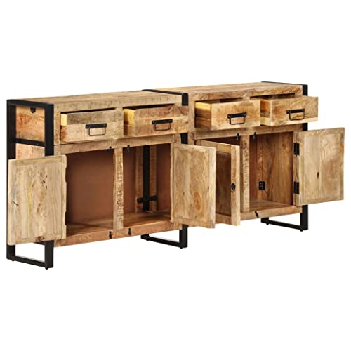 Sideboard 67.7"x13.8"x31.5" Solid Mango Wood,Mango Wood Sideboard with Drawers and Compartments Solid Wood Storage Cabinet Home & Kitchen Storage Furniture