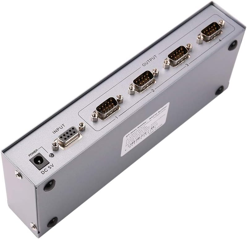 DTECH Industrial 8 Port RS232 Serial Splitter Switch Box with Power Adapter for Sharing PCs and Capture Data - COM Port Expander 1x8