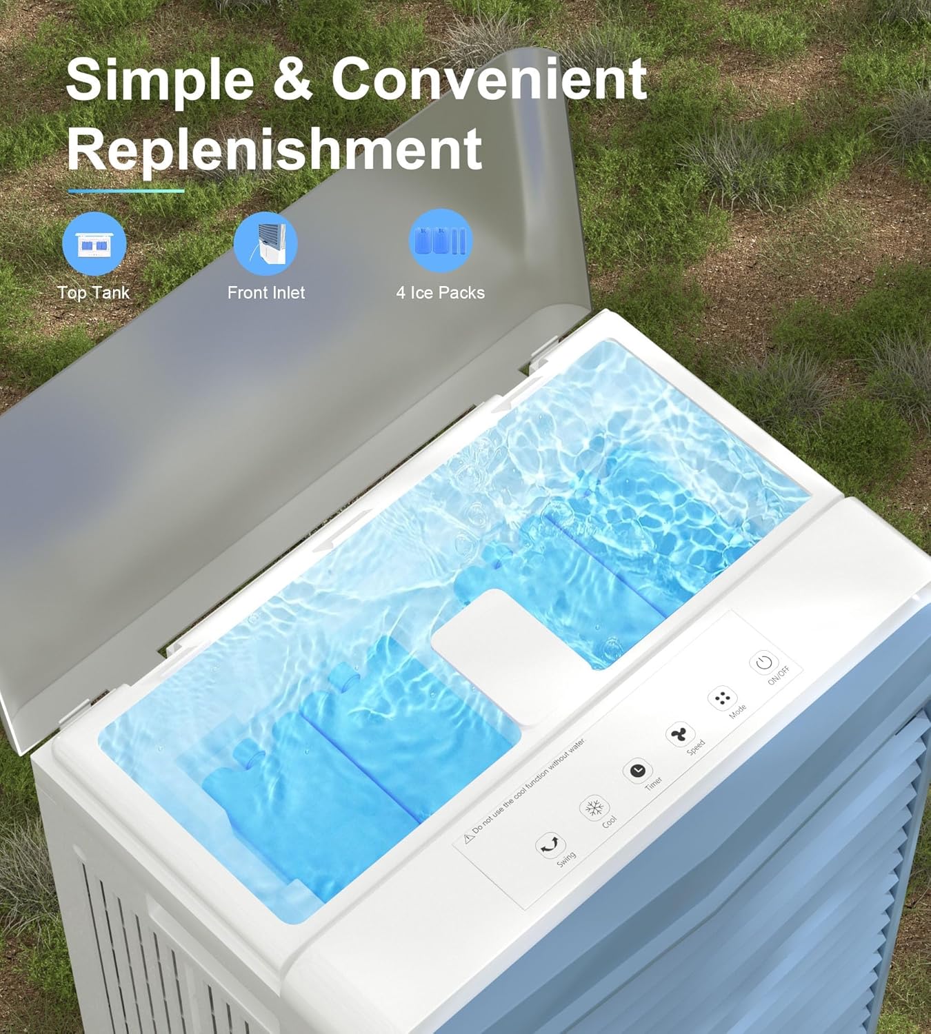 Swamp Cooler,4129 CFM Evaporative Air Cooler,Portable Air Cooler with Sliver Ion,Water Level Alarm,120°Oscillation,12H Timer,12.7 Gal Water Tank for Outdoor,Patio,Garage, Commercial Use(47in)