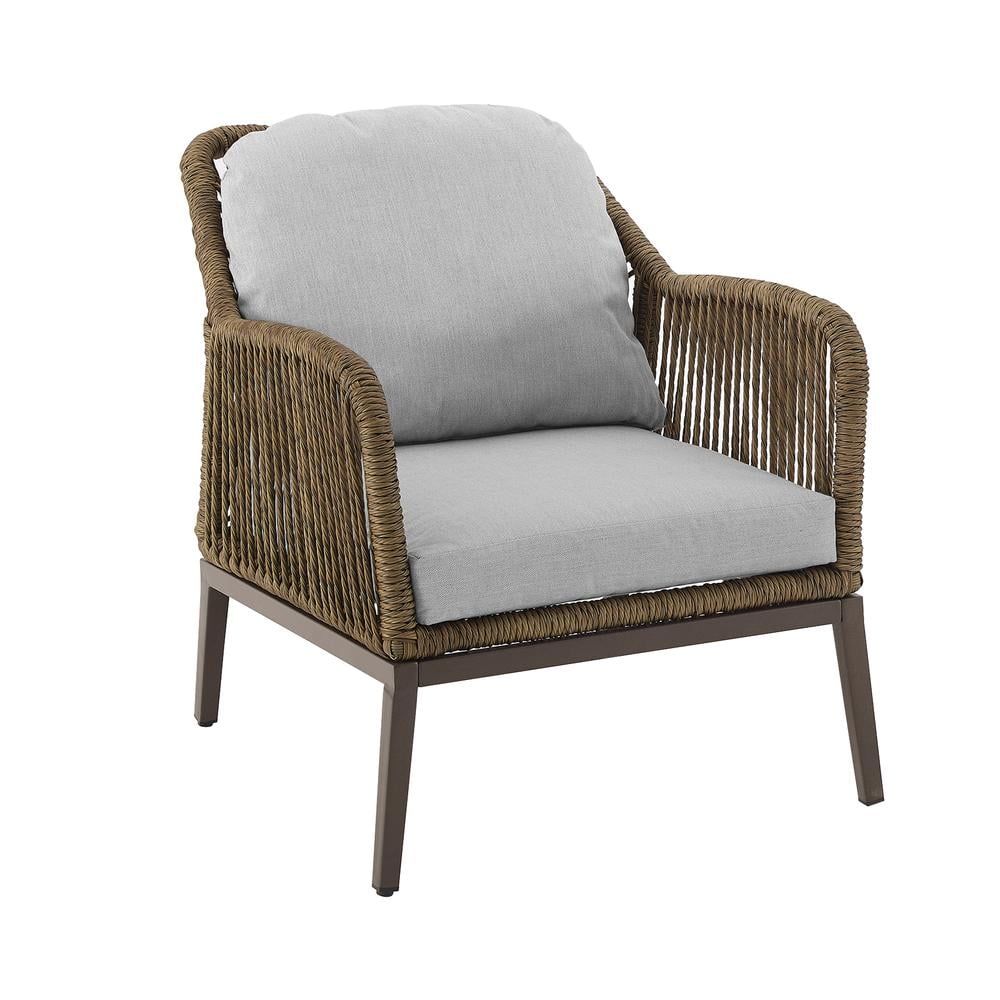 Crosley Furniture Haven 2Pc Outdoor Wicker Armchair Set in Gray & Brown