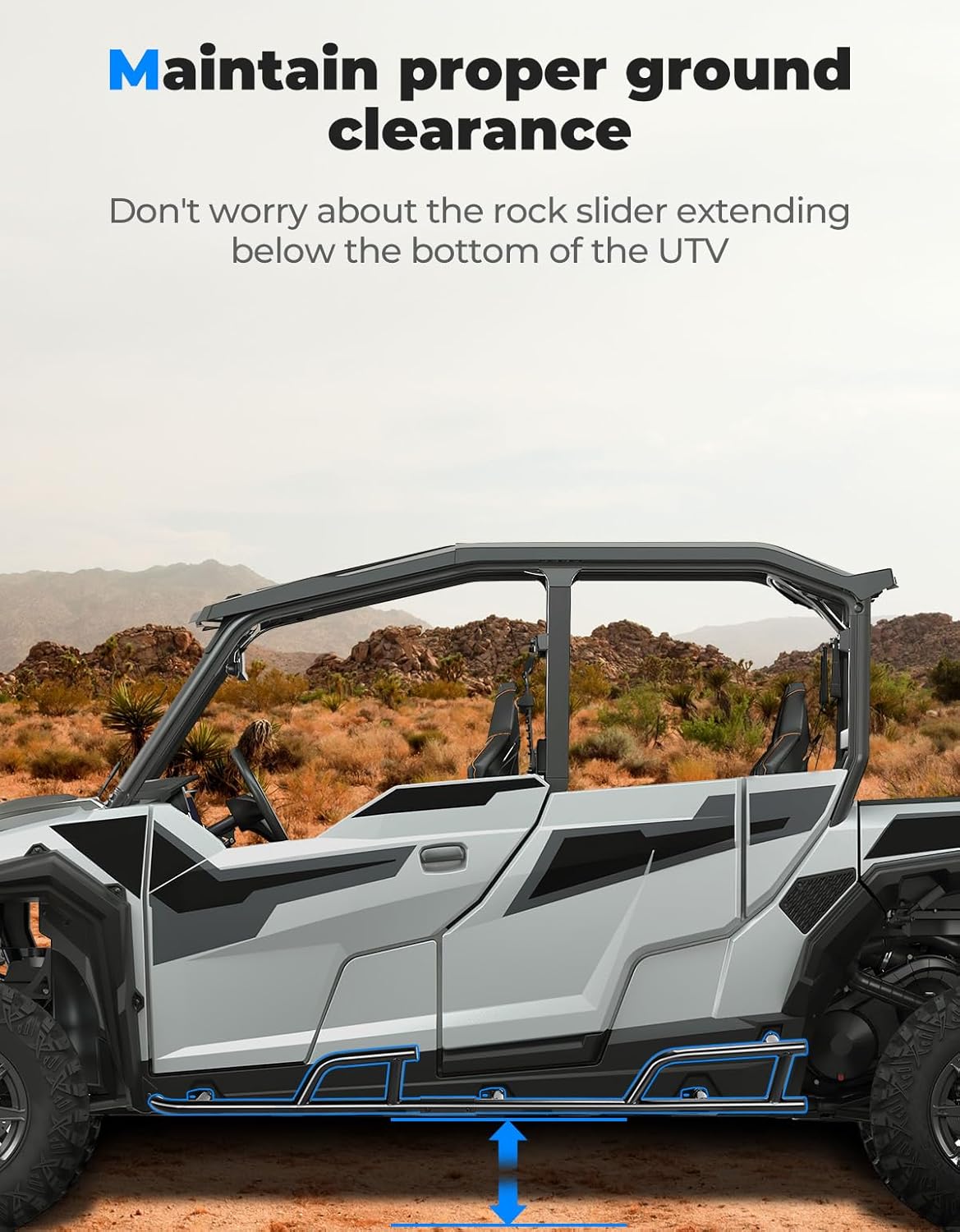 KEMIMOTO Upgrade 4 Seater Rock Sliders Nerf Bars Compatible with Polaris General 4 1000 XP 4 1000 2017-2024 Black Steel Tubing Side Bumper Protection Frame Accessories, Replace #2881992