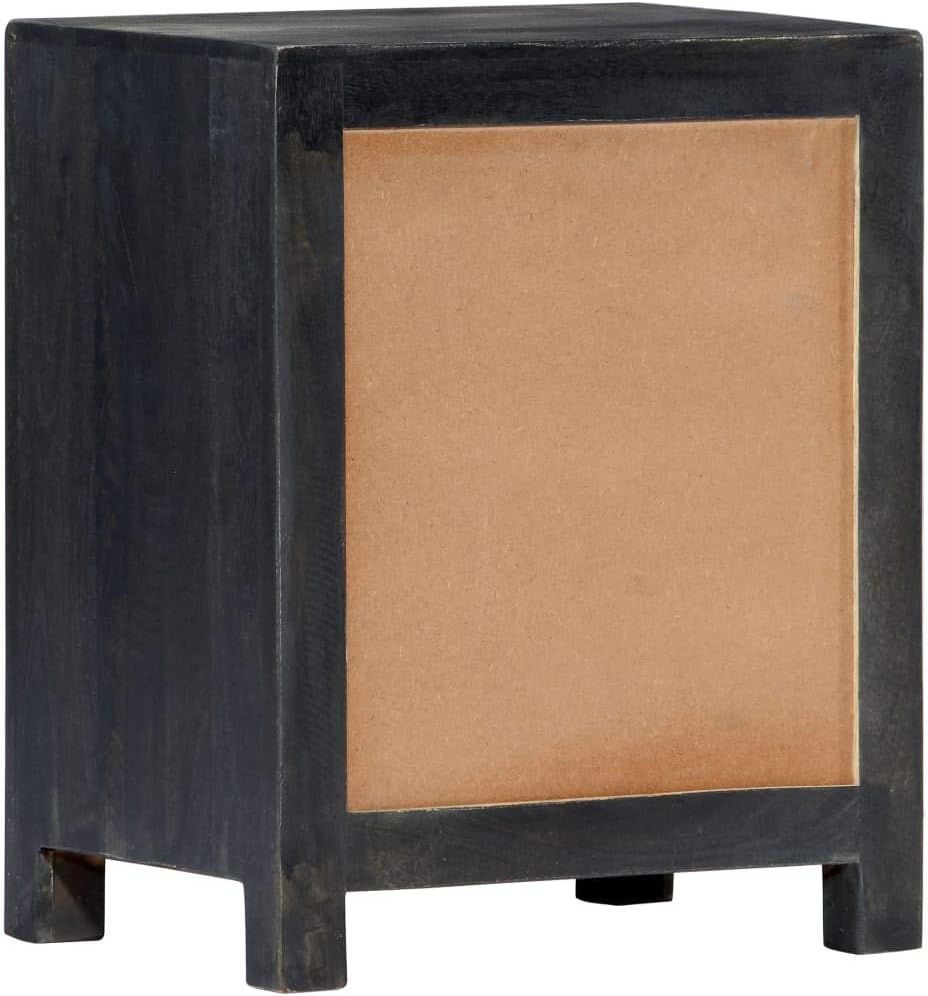 Hand Carved Bedside Cabinet,Wooden Side Table,Storage Cabinet,Telephone Stand,Sofa Tables,Decorate The Furniture,for Bedroom,Gray 15.7"x11.8"x19.7" Solid Mango Wood
