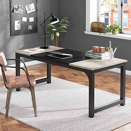 Tribesigns Modern Computer Desk, 63 x 31.5 inch Large Executive Office Desk Computer Table Study Writing Desk Workstation for Home Office, Spliced Desktop, White