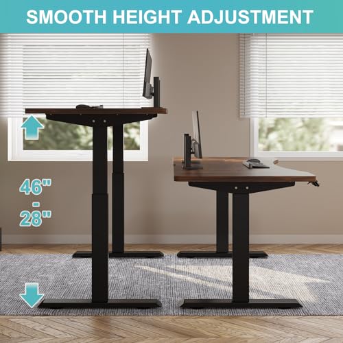 Height Adjustable Electric Standing Desk with Splice Board, 55x30 Inch, Rustic Brown