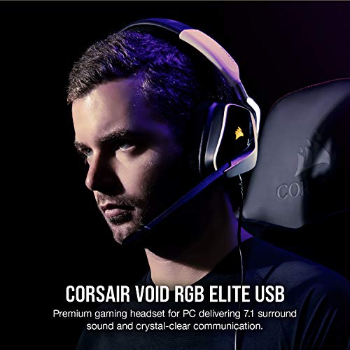 CORSAIR VOID RGB ELITE Wireless Gaming Headset – 7.1 Surround Sound – Omni-Directional Microphone – Microfiber Mesh Earpads – Up to 40ft Range – iCUE Compatible – PC, Mac, PS5, PS4 – White