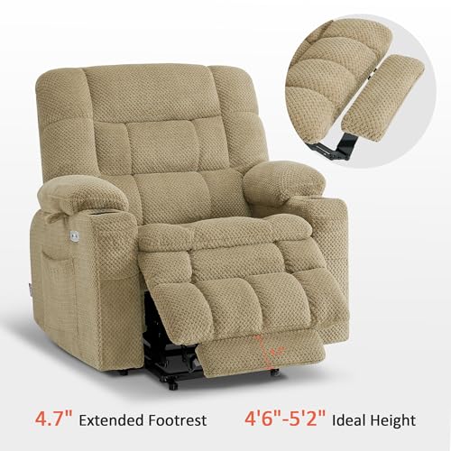 MCombo Dual Motor Power Lift Recliner Chair with Massage and Heat for Elderly People, Infinite Position, USB Ports, Cup Holders, Fabric 7890 (Medium-Regular, Burgundy)