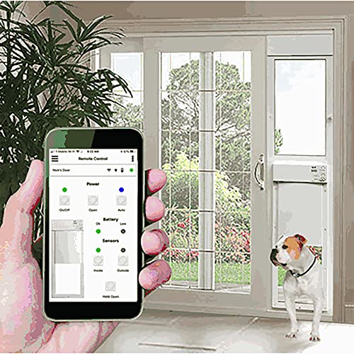 Power Pet Electronic Dog Door - High Tech Pet Electronic Pet Doors - Fully Automatic Sliding e-Glass Electronic Dog Doors - Large Pets up to 100 lbs - Tall 92-3/4 - 96 Patio Doors - PX2-SEGT