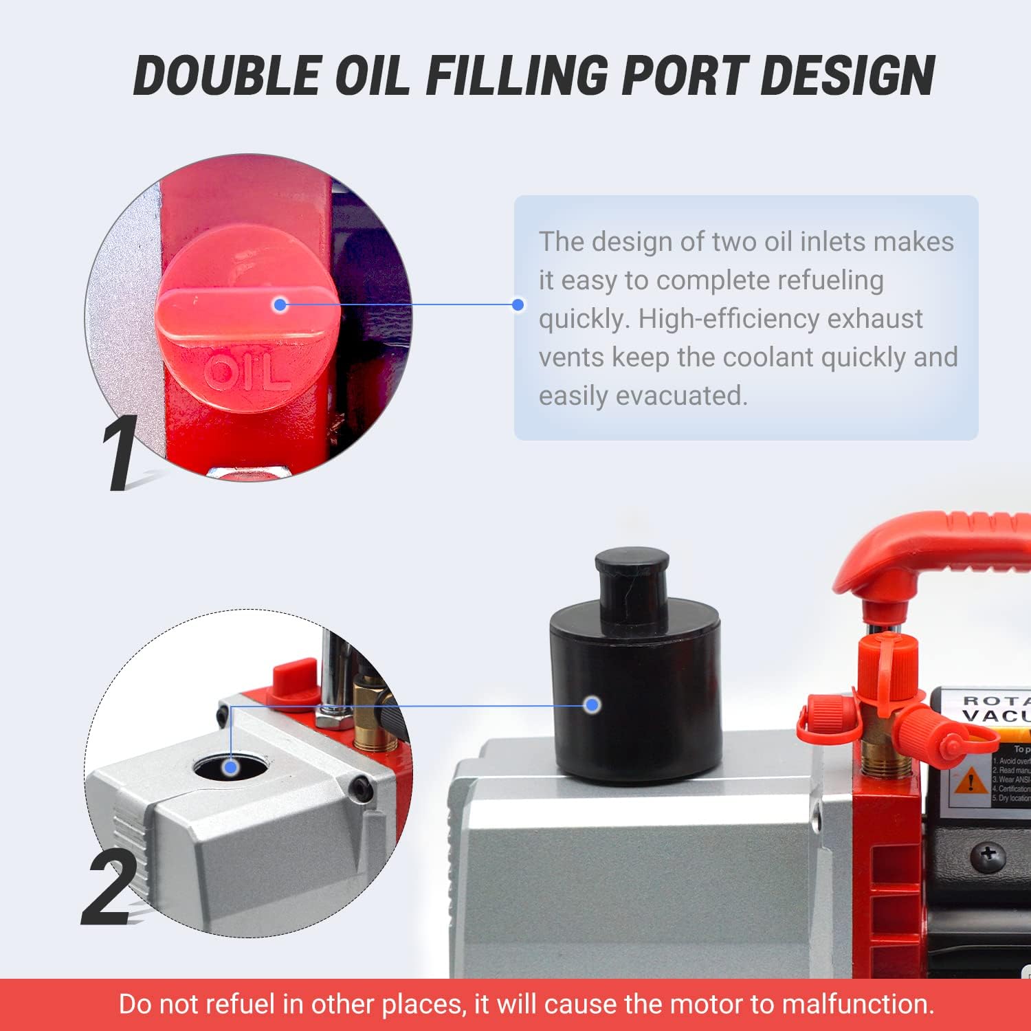 AUTOGEN 2-Stage Air Vacuum Pump 7CFM 0.3 Pa for HVAC/Auto AC Refrigerant Recharging, Degassing Wine, Milking Cow, Food Processing