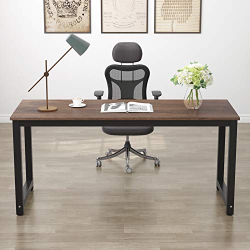 Tribesigns Modern Computer Desk, 63 x 31.5 inch Large Executive Office Desk Computer Table Study Writing Desk Workstation for Home Office, Spliced Desktop, White
