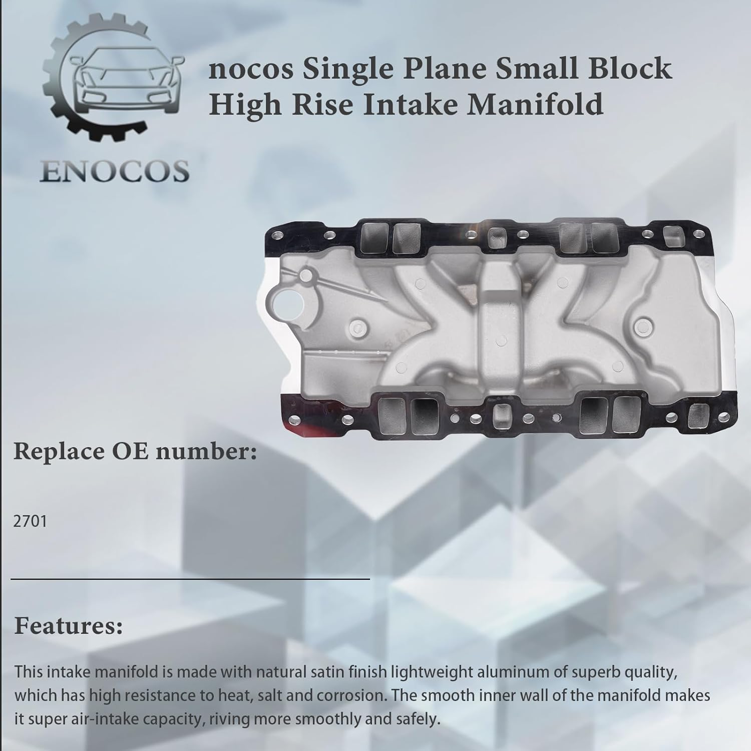 2701 Engine Dual Plane Intake Manifold Compatible with 1955-1986 Chevy 305 327 350 383 Small Block V8 - Idle - 5500 RPM Range