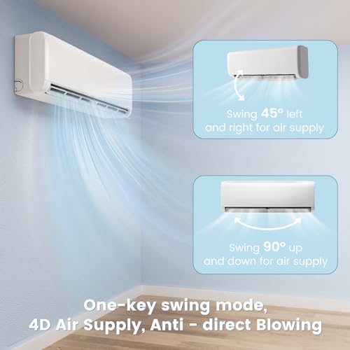 12000BTU Mini Split Air Conditioner and Heater -SIMOE Ductless Inverter Mini Split AC/Heating System with 1 Ton Heat Pump, 208-230V 17 SEER2 Wall-mounted AC, Cools Up to 750 Sq. Ft Energy Efficient