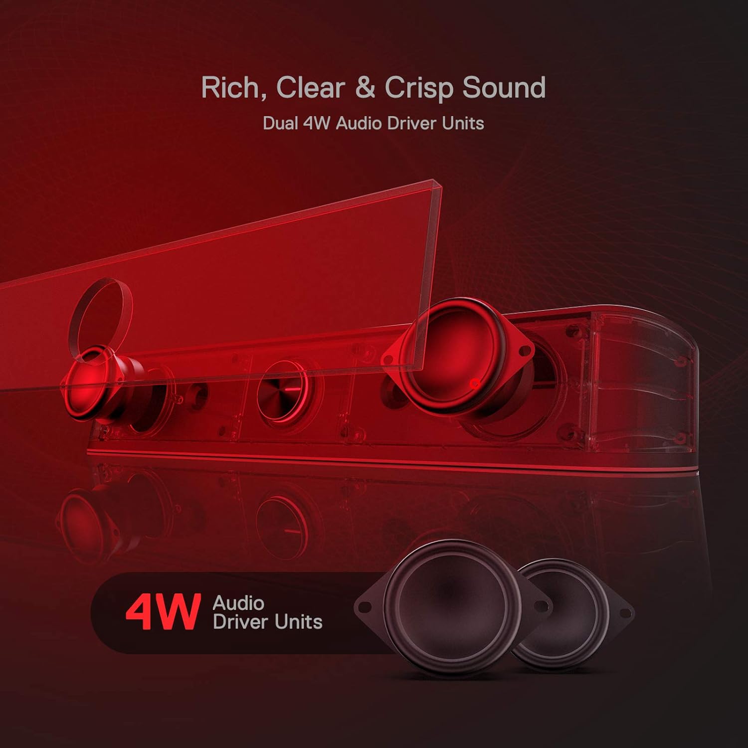 Redragon GS560 Adiemus RGB Desktop Soundbar, 2.0 Channel Computer Speaker with Dynamic Lighting Bar Audio-Light Sync/Display, Touch-Control Backlit with Volume Knob, USB Powered w/ 3.5mm Cable