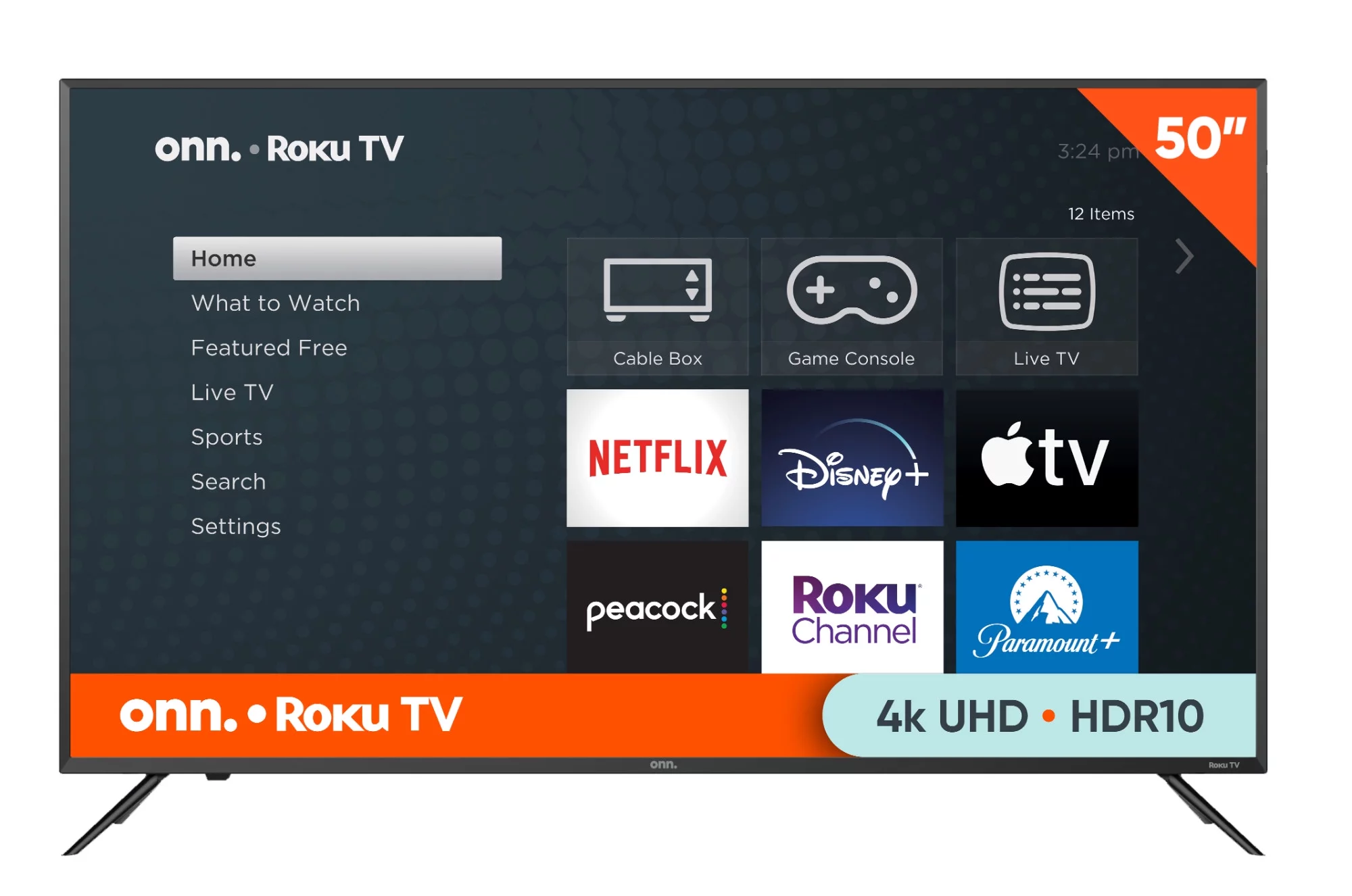 onn. 50” Class 4K UHD (2160P) LED Roku Smart TV HDR (100133204)
