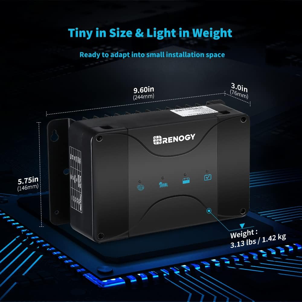 Renogy 12V 30A DC On-Board Input MPPT Battery Charger for Gel, AGM, and Lithium Batteries, Using Multi-Stage Charging, in RVs, Cars, Boats, Yachts, Recommended to Match with 40A ANL Fuse