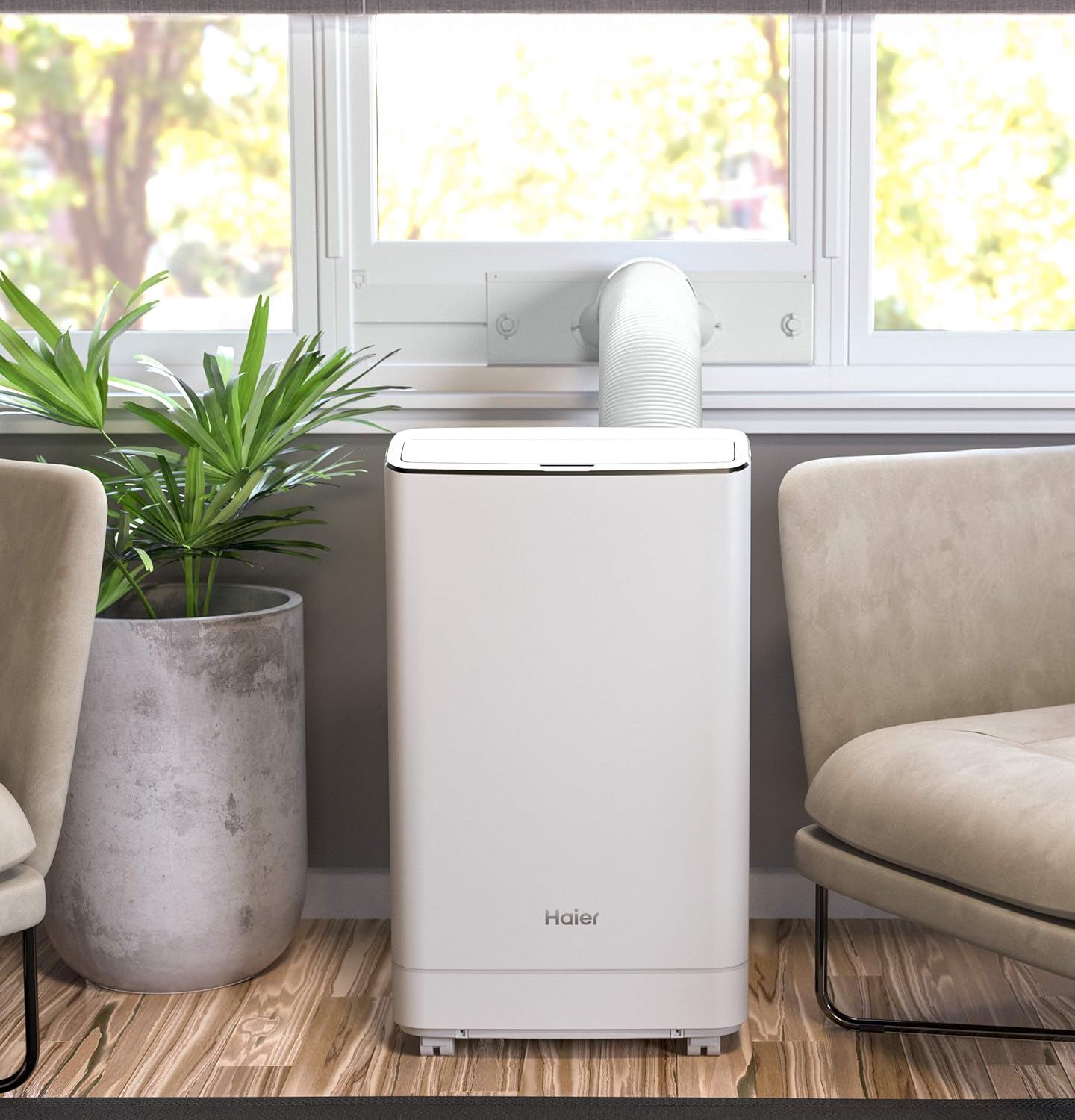 Haier 3-in-1 Portable Air Conditioner, Dehumidifier & Room Fan | 8,500 BTU | Easy Install Kit Included | Auto-Evaporation Technology Eliminates Need to Drain Water | Cools up to 250 Sq Ft | 115V