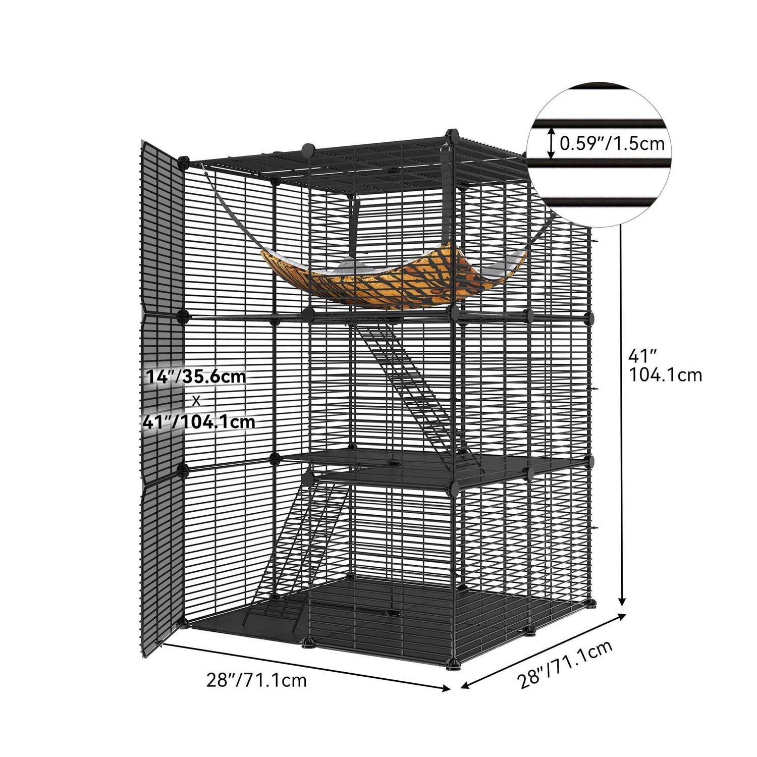 Dextrus 3-Tiers Cat Cage,Cat Enclosures Metal Cat Kennels Pet Crate with Extra Large Hammock for 1-2 Cats - Pet Supplies online store