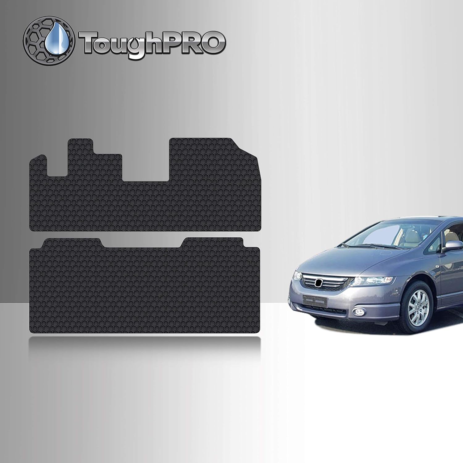 TOUGHPRO Floor Mats Accessories 1st + 2nd + 3rd Row + Cargo Mats Accessories Compatible with Honda Odyssey (8 Seater) All Weather Heavy Duty Black Rubber 2011 2012 2013 2014 2015 2016 2017