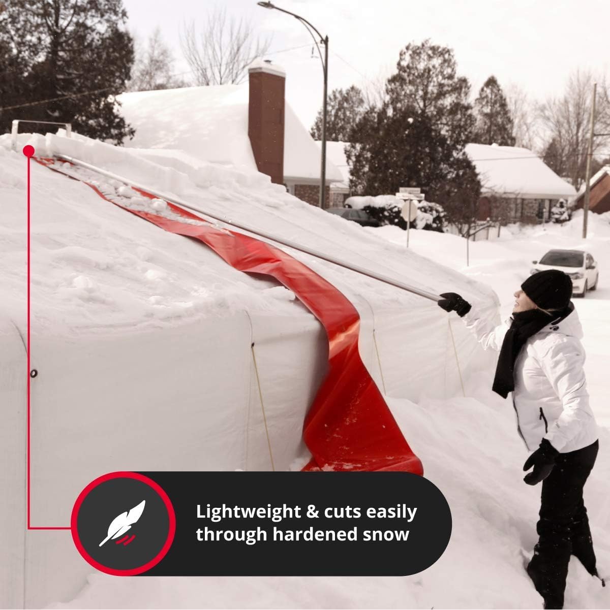 SNOWPEELER Premium - Roof Rake for Snow Removal - 30 ft. Reach - Clear Your Roof in No Time - Ideal for Long or Low-Pitched Roofs