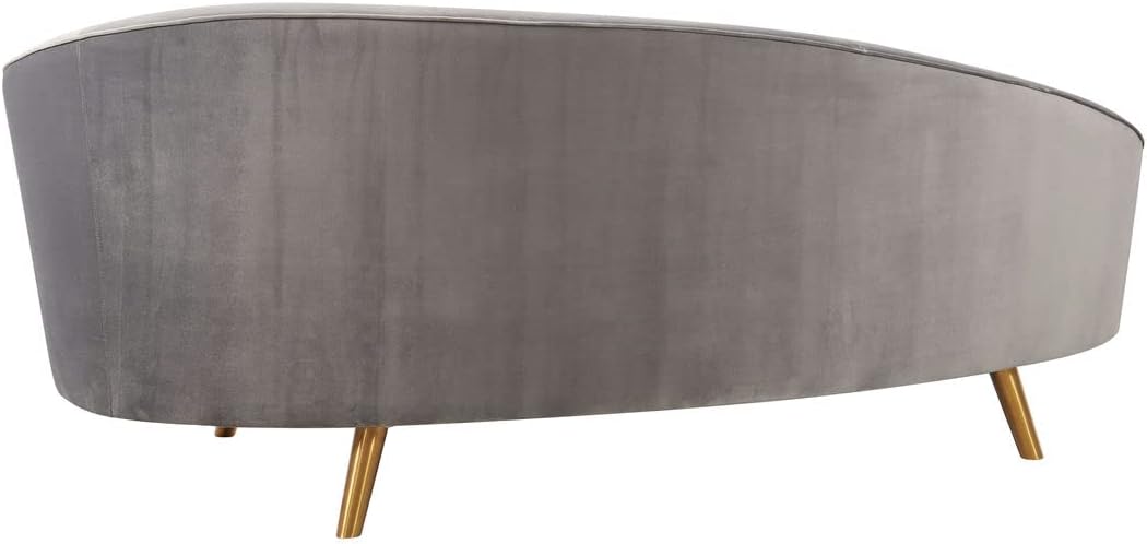 TOV Furniture Cleopatra 34.4" H Transitional Velvet Upholstered Sofa in Gray/Gold