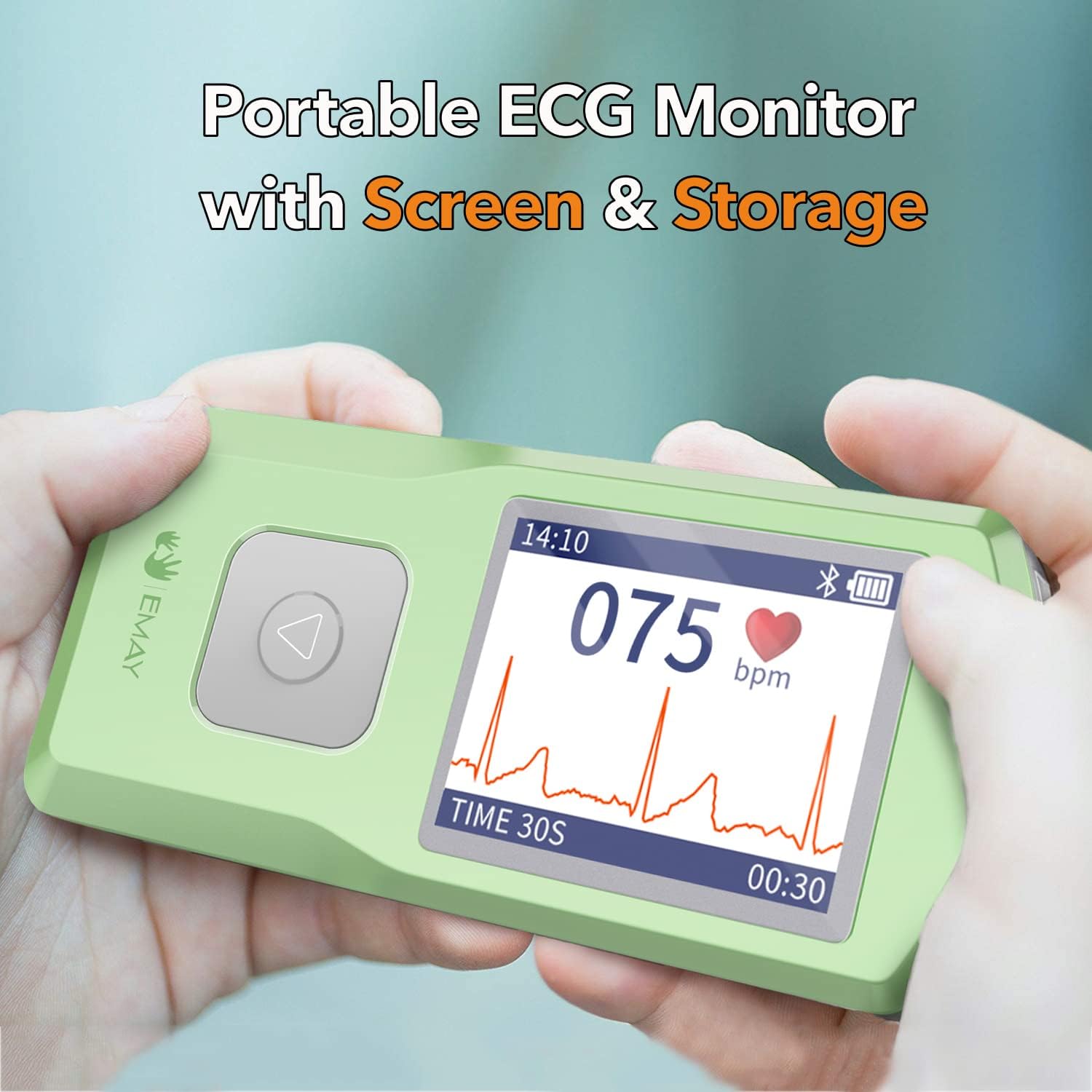 EMAY Portable ECG Monitor | Record ECG and Heart Rate | Compatible with Smartphone and PC (Green)