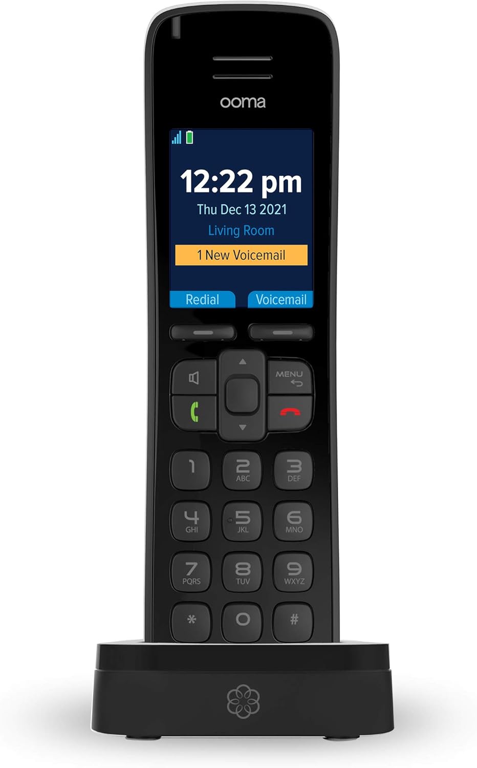Ooma HD3 Handset cordless phone with picture caller-ID and HD voice quality, Works only with Ooma Telo VoIP free Internet home phone service.