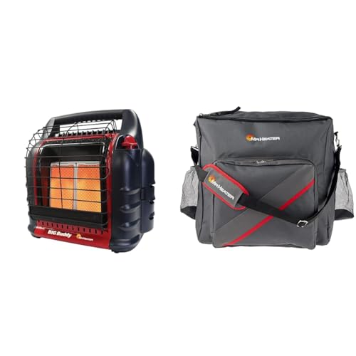 Mr Heater 4000 to 18000 BTU 3 Setting Portable LP Gas Heater Unit with Dual Tank Connection for Indoor and Outdoor Use, Black/Red