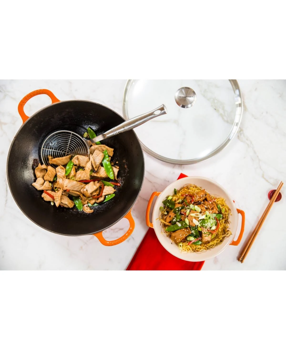 Le Creuset 5-Quart Signature Cast Iron Wok - Cerise