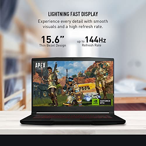 MSI Thin 15 15.6” 144Hz FHD Gaming Laptop: Intel Core i7-12650H, NVIDIA Geforce RTX 4050, 16GB DDR5, 512GB NVMe SSD, Cooler Boost 5, Win 11: Black B12VE-2023US