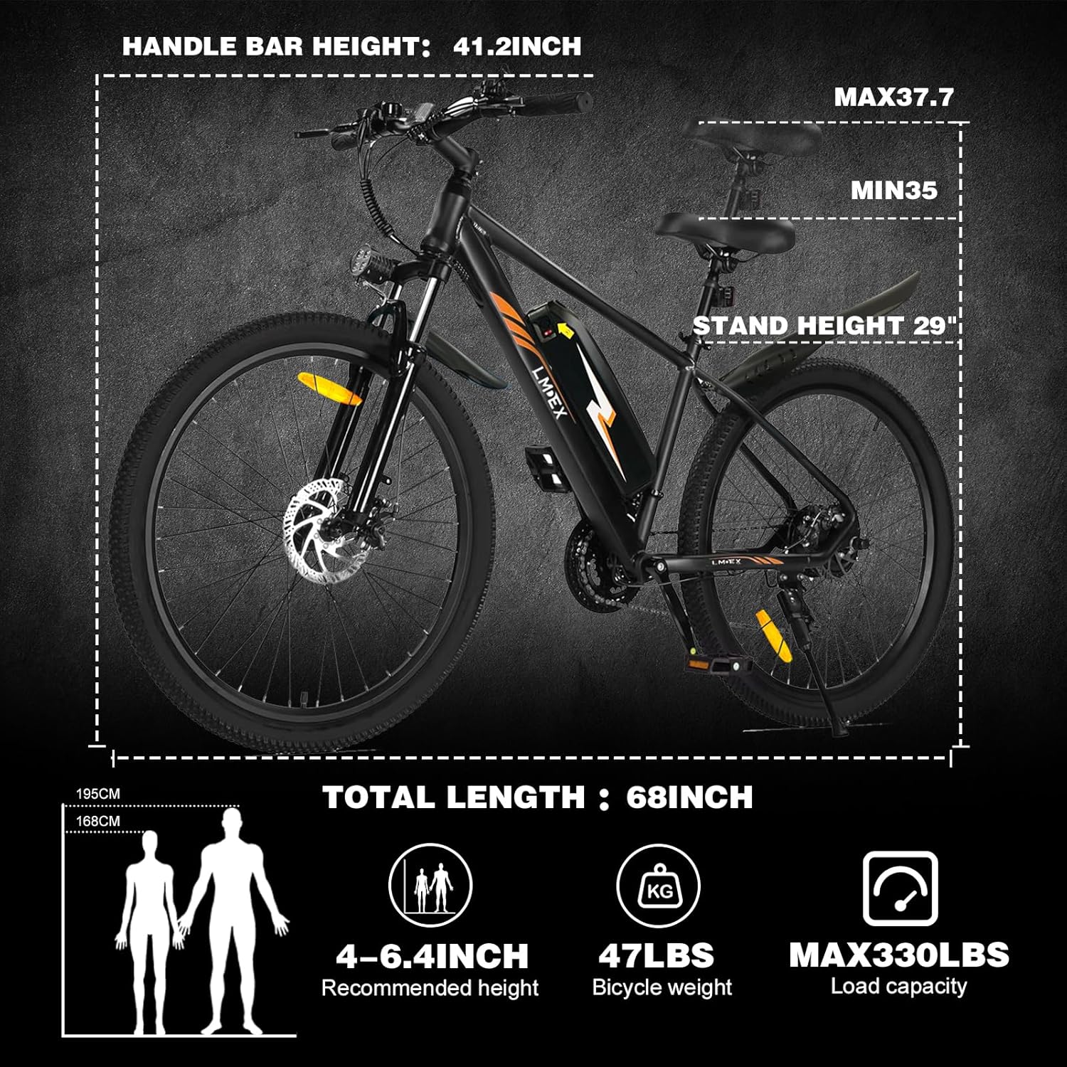 Electric Bike for Adults 26”, Mountain Ebike 500W Motor, Commuter Ebike/Electric Bicycle with 36V 374.4Wh Removable Battery, UL2849 Certified