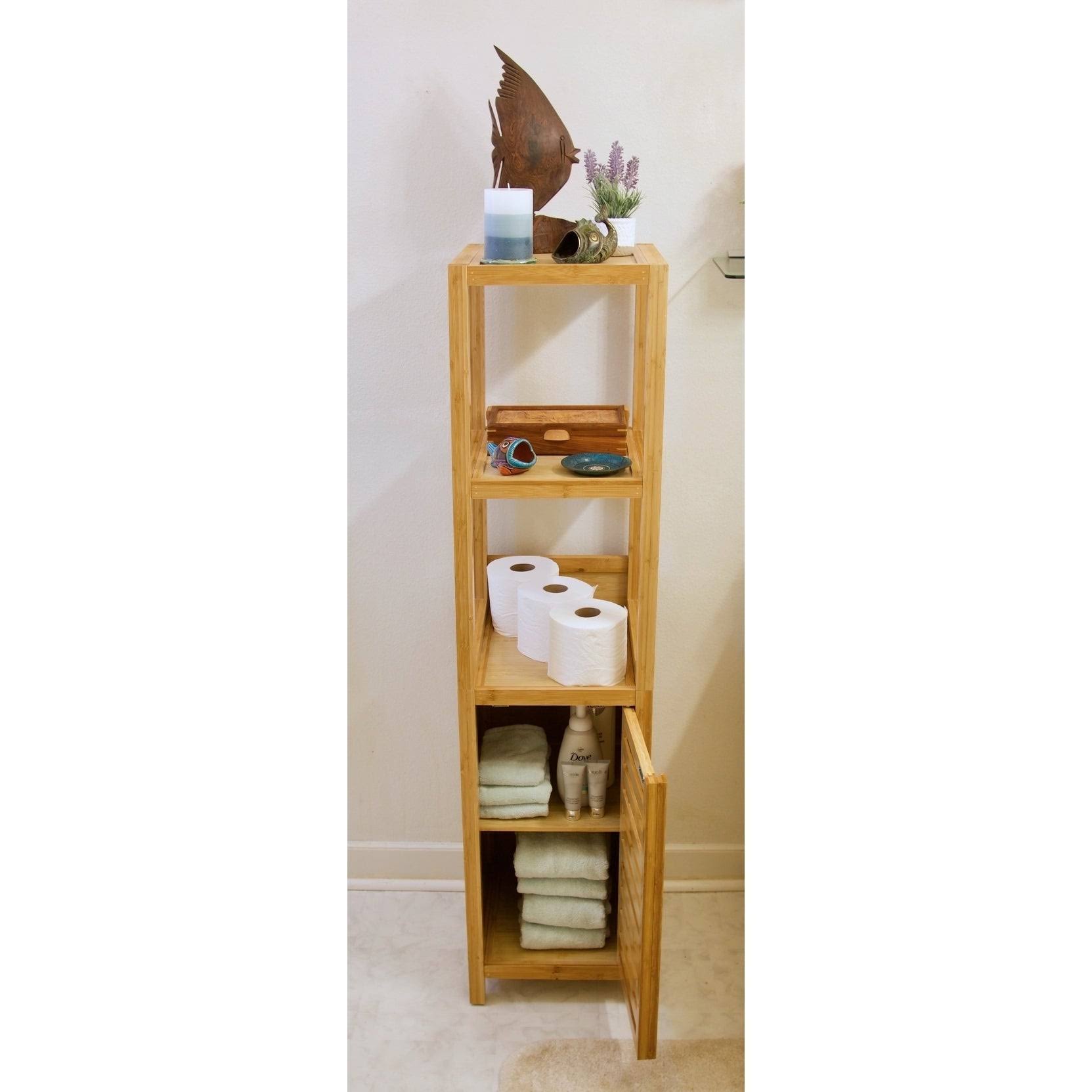 Porch u0026 den Burning Tree Solid Bamboo Spa Storage Tower Cabinet - Tan