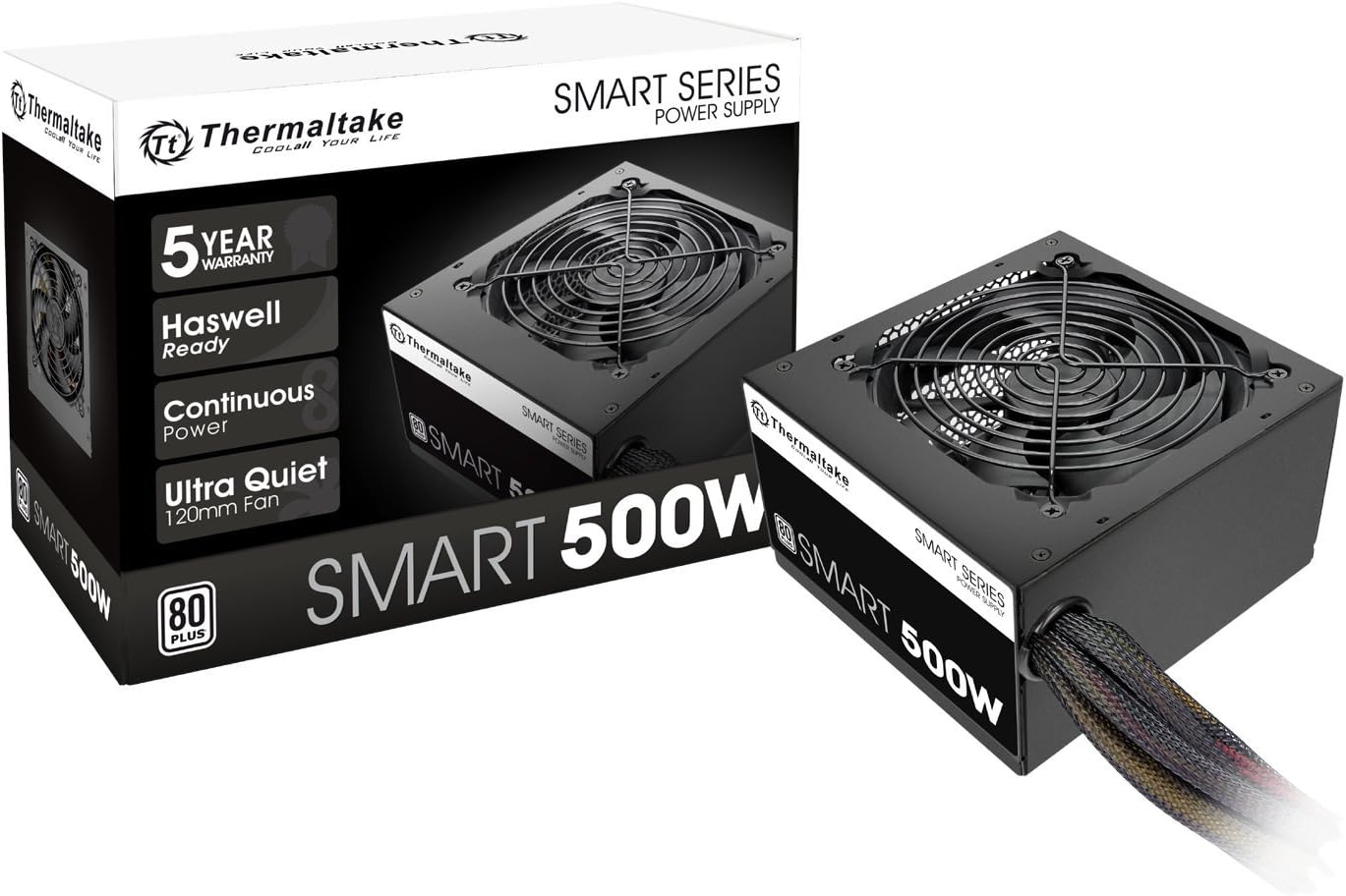 ASRock B450M-HDV R4.0 AM4 AMD Promontory B450 SATA 6Gb/s Micro ATX AMD Motherboard & Thermaltake Smart 500W 80+ White Certified PSU, Continuous Power with 120mm Ultra Quiet Cooling Fan