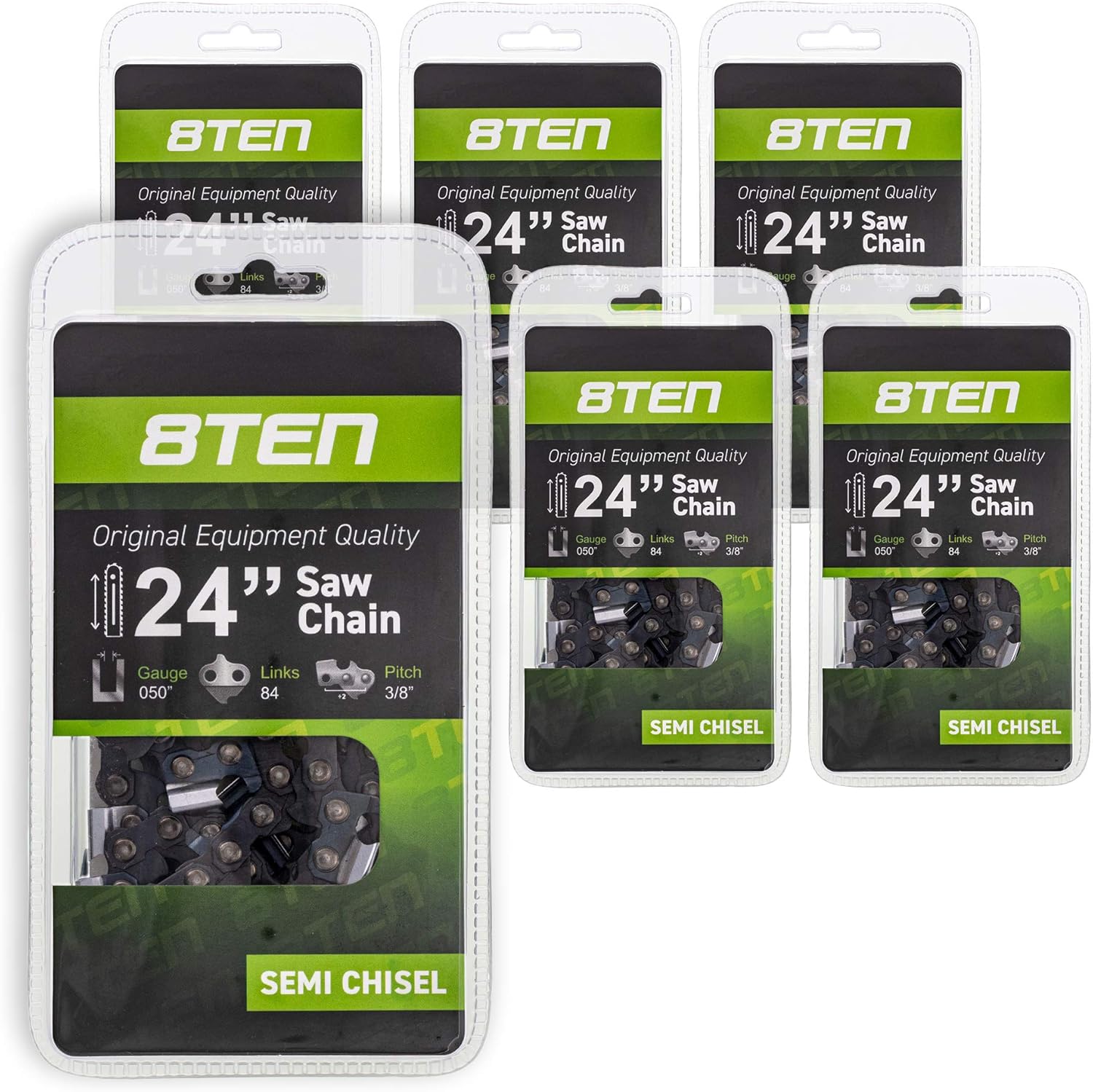8TEN Chainsaw Guide Bar and 6 Chains for Stihl MS 029 046 270 290 310 440 461 3003 000 8830 24 inch .050 .375 84DL