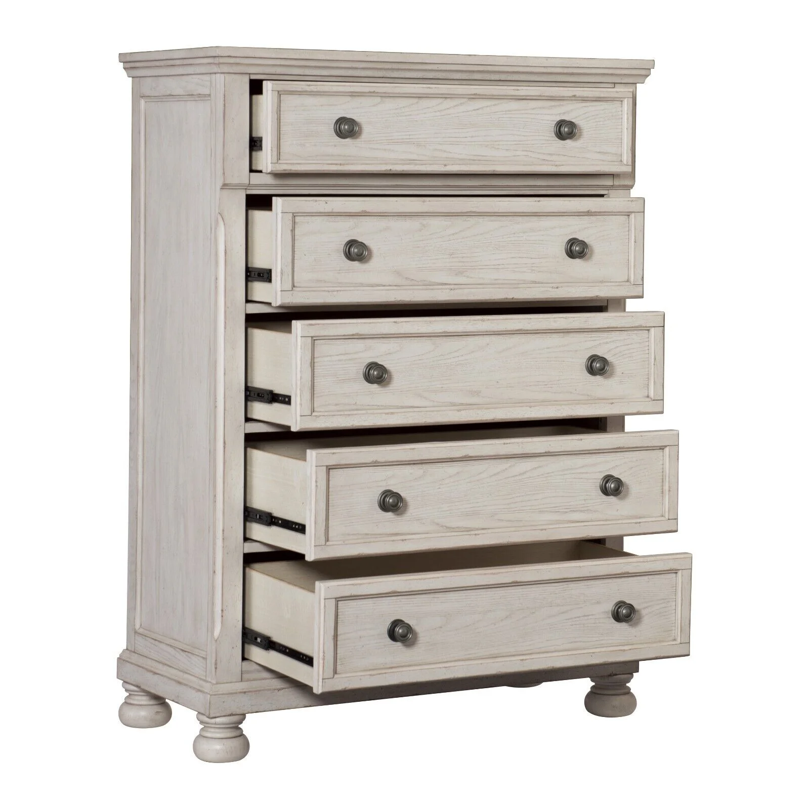 Classic Master Bedroom 6pc Set Queen Size Platform Storage Bed Nightstands Dresser Mirror Traditional Design White Finish