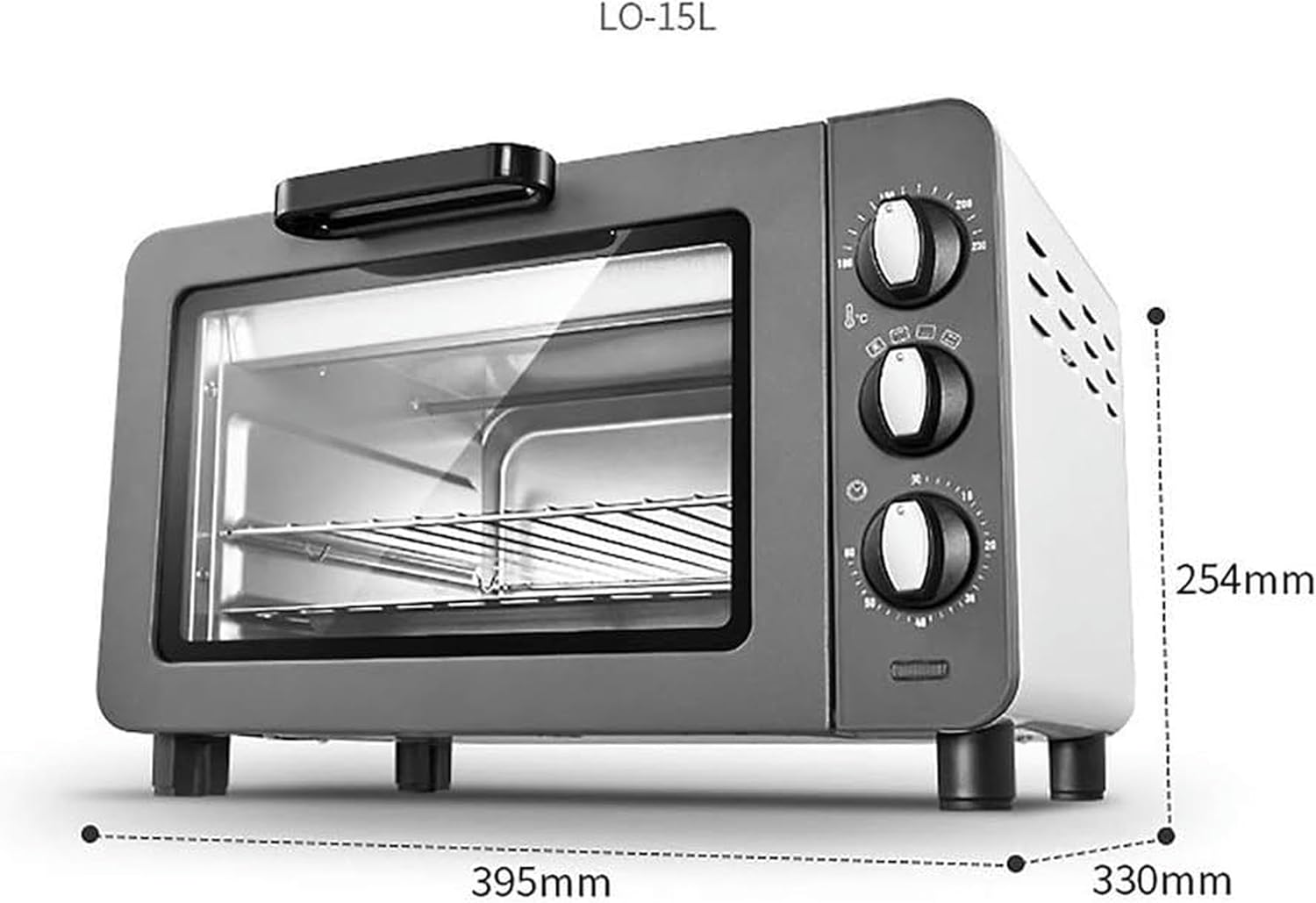 Countertop Convection Toaster Oven Roasting Oven and Removable Crumb Tray, 15L Oven Toaster Mini Ovens (Black)