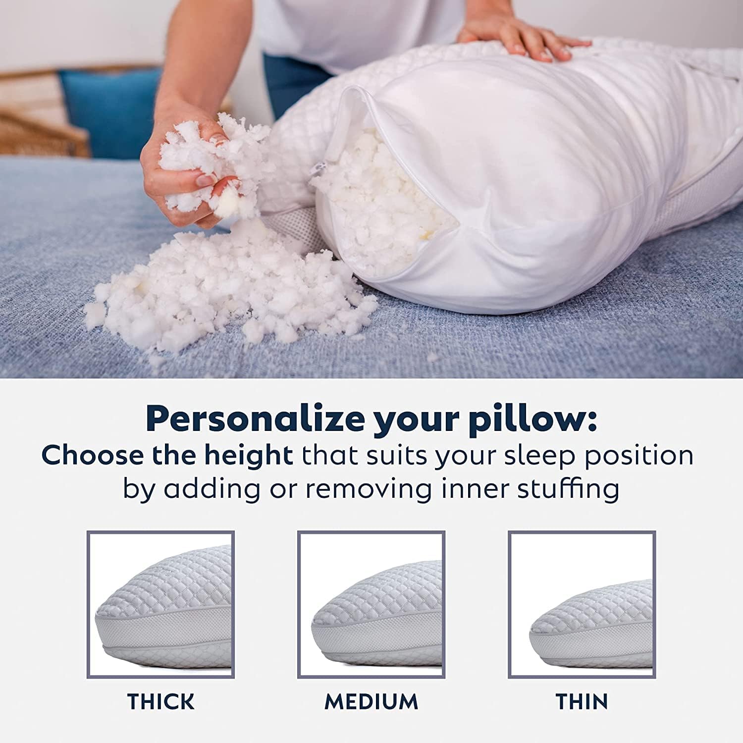 PureComfort Curved Pillow - Adjustable Side Sleeper Pillow for Neck and Shoulder Pain - Cervical Contour Pillow for Sleeping - Memory Foam Loft Pillow for Back or Side Sleepers