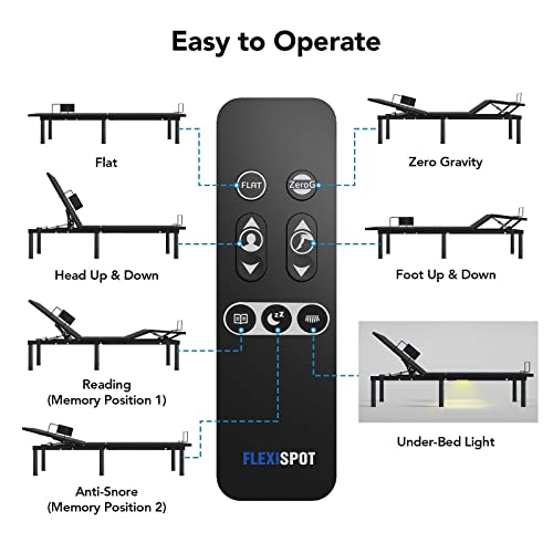 FLEXISPOT S3 Adjustable Bed Frame Base Full, Wireless, 5 Minutes Quick Assembly, Zero Clearance, Zero Gravity, Whisper Quiet Durable Motor, Mattress Holder.