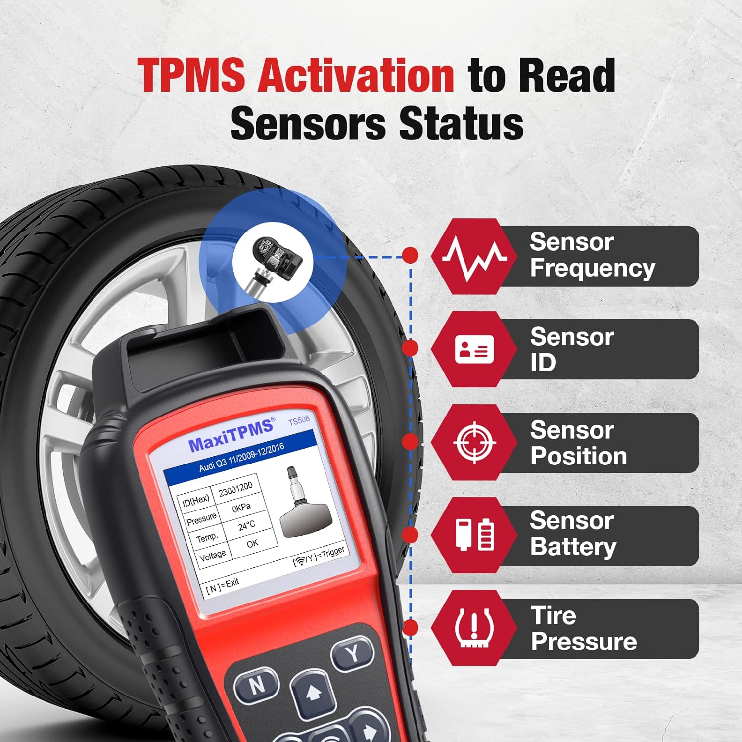 Autel MaxiTPMS TS508 TPMS Relearn Tool, 2022 TPMS ProgrammingTool, 4 Modes to Program MX-Sersors (315/433MHz), Upgraded Version of TS501/TS408 TPMS Reset/Lifetime Update, Quick/Advanced Mode